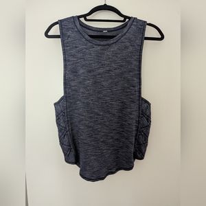 Lululemon Tank Top Var-City Heathered Green Muscle Criss Cross Side Women's